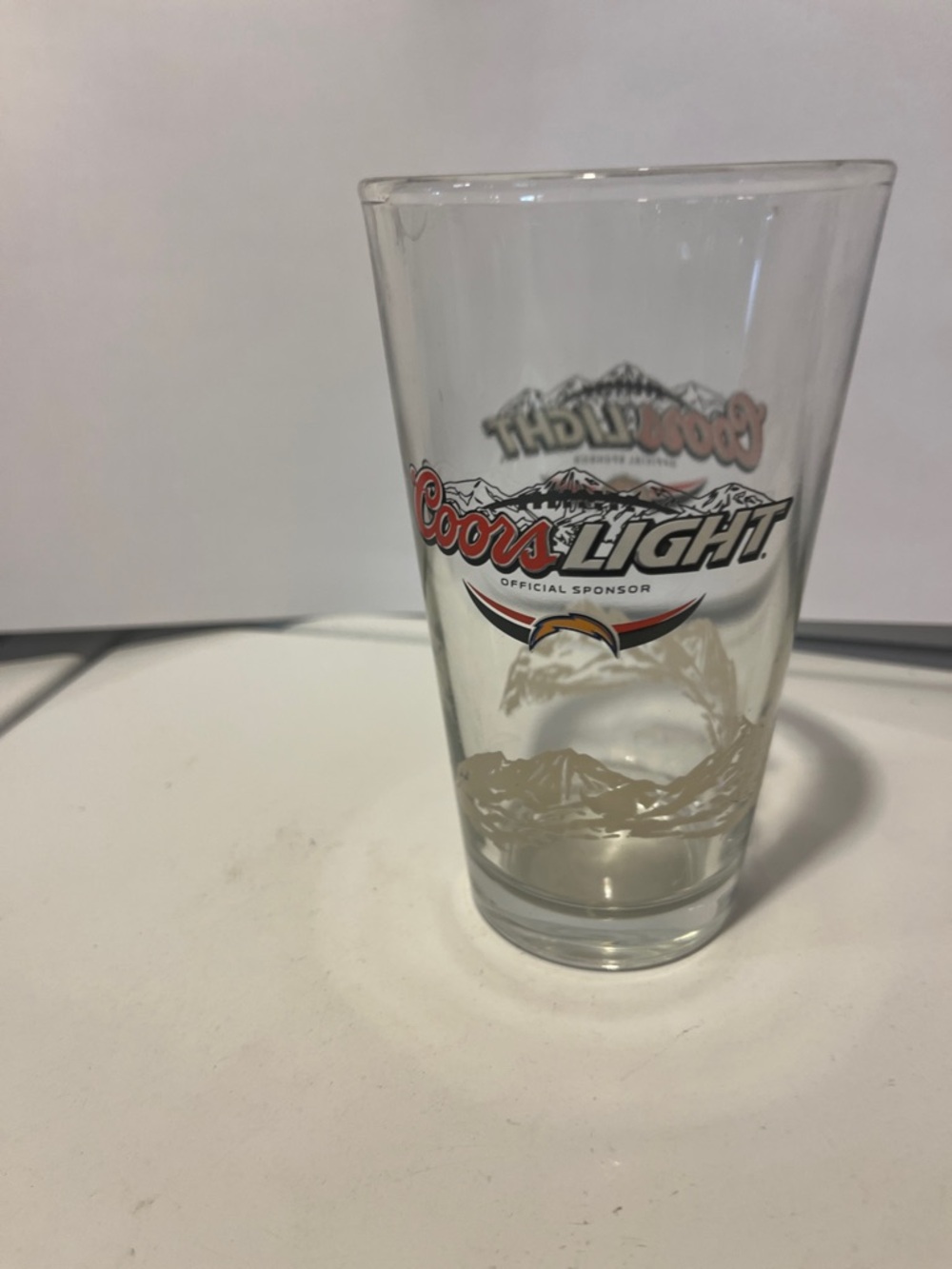 Coors Light/NFL CHARGERS Branded Pint Glass - Clear with Red and Black Logo